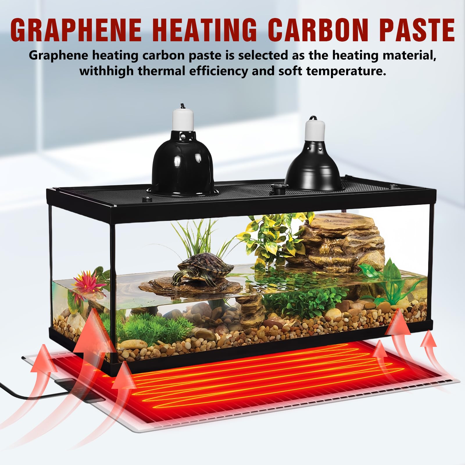 BORDEAG Manta Calefactora para Reptiles,80 cm x 28 cm 45 W Alfombrilla Calefactora para Terrario,Alfombrilla Calefactora De Terrario,Almohadilla TéRmica Terrario Ajustable para Reptiles