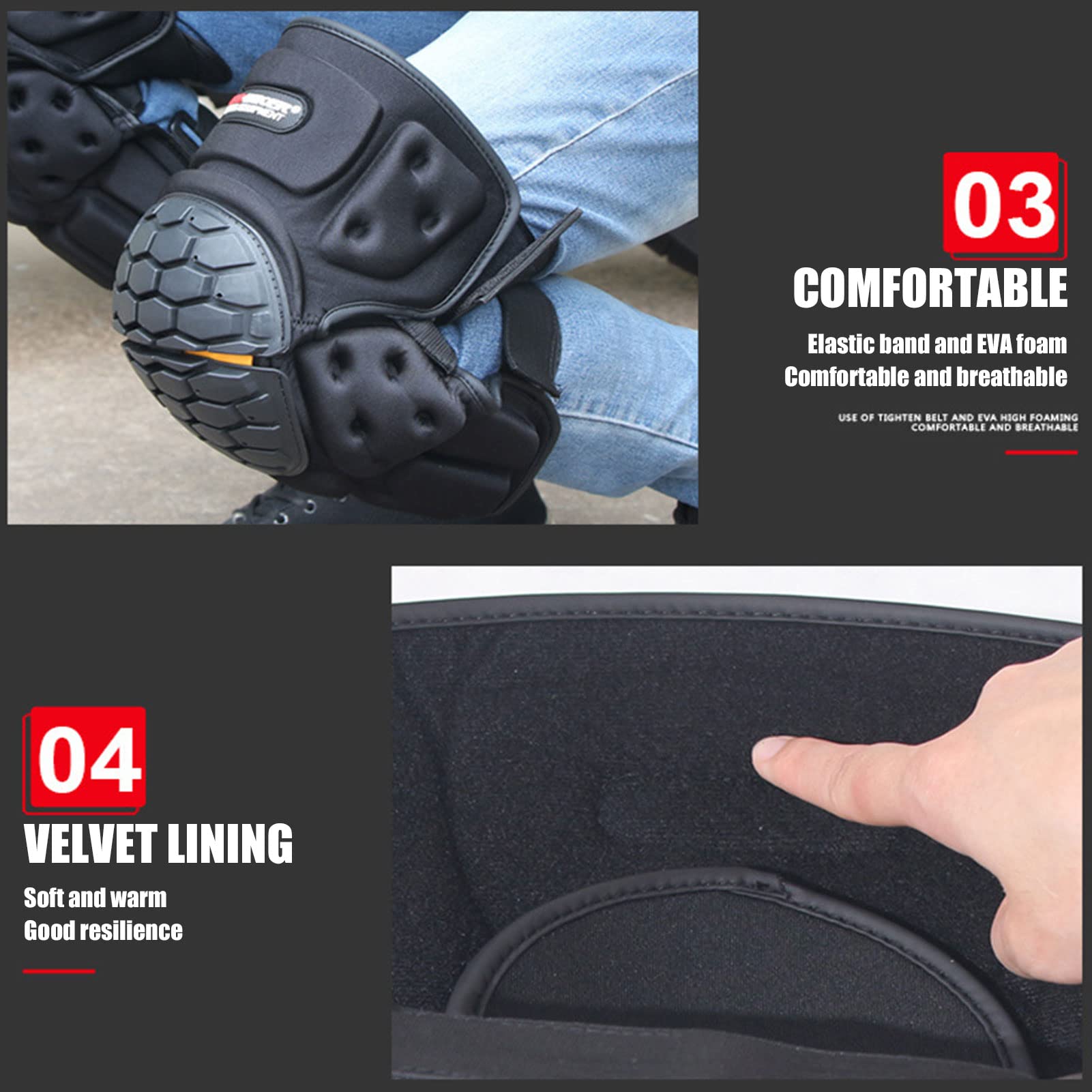 Genouillere Moto Cross, Protege Genoux, Genouillère VTT Enduro équipement Moto Cross Genouillère Flexible Coupe-Vent Protège-Genoux pour Les Vélos, Snowboards, Scooters, Skateboards, 2 Pcs
