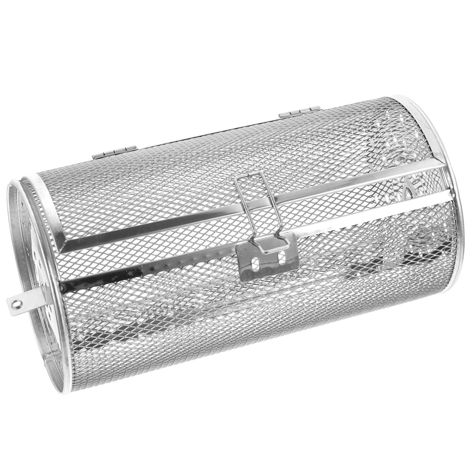 Griglia rotante in acciaio inox con porta mobile, accessorio versatile per barbecue per arrostire noci, verdure e riunioni di famiglia, ideale per forno e grill all'aperto