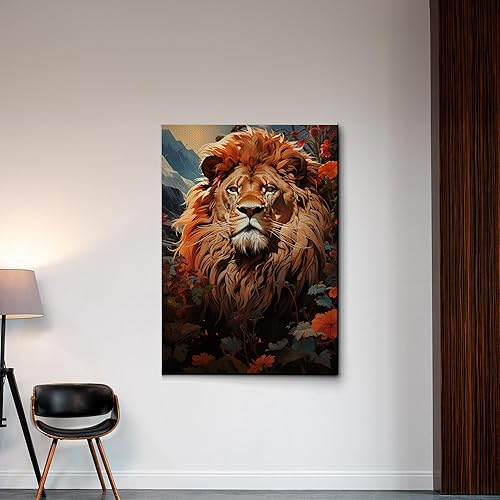 Miniatura 5 de Canvas Wall Art Print African Home Decor Framed Stretched Picture Photo Painting Artwork Image Lion Nature Map