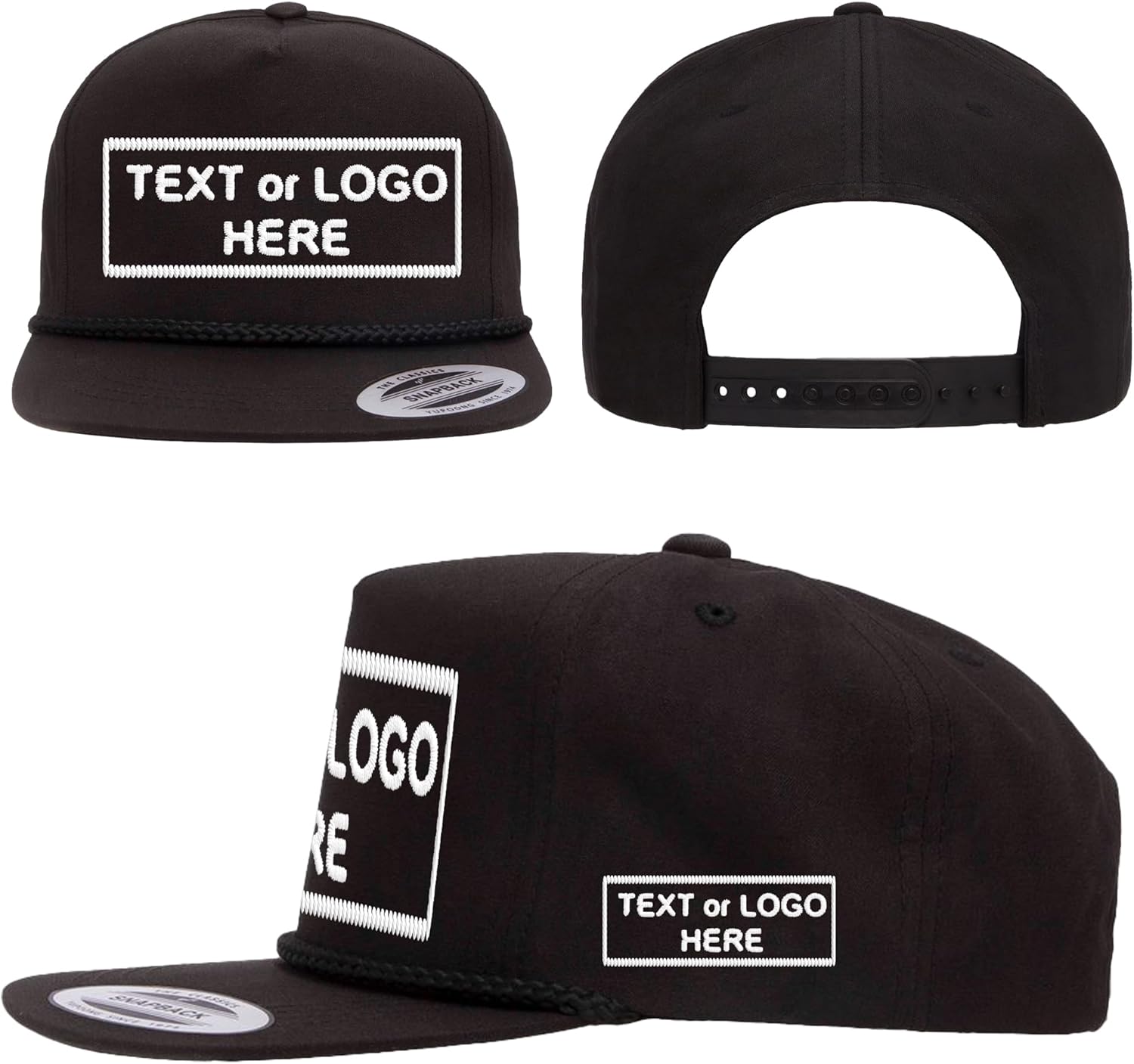 Custom Cap, Personalized Golf Style Baseball Hat with Rope, Embroidery or Print, Customized Hats with Logo or Text