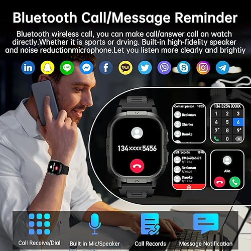 Miniatura 2 de Reloj inteligente para hombre, rastreador de ejercicio relojes digitales militares impermeables para hombre, para correr, hacer respuesta, llamar,