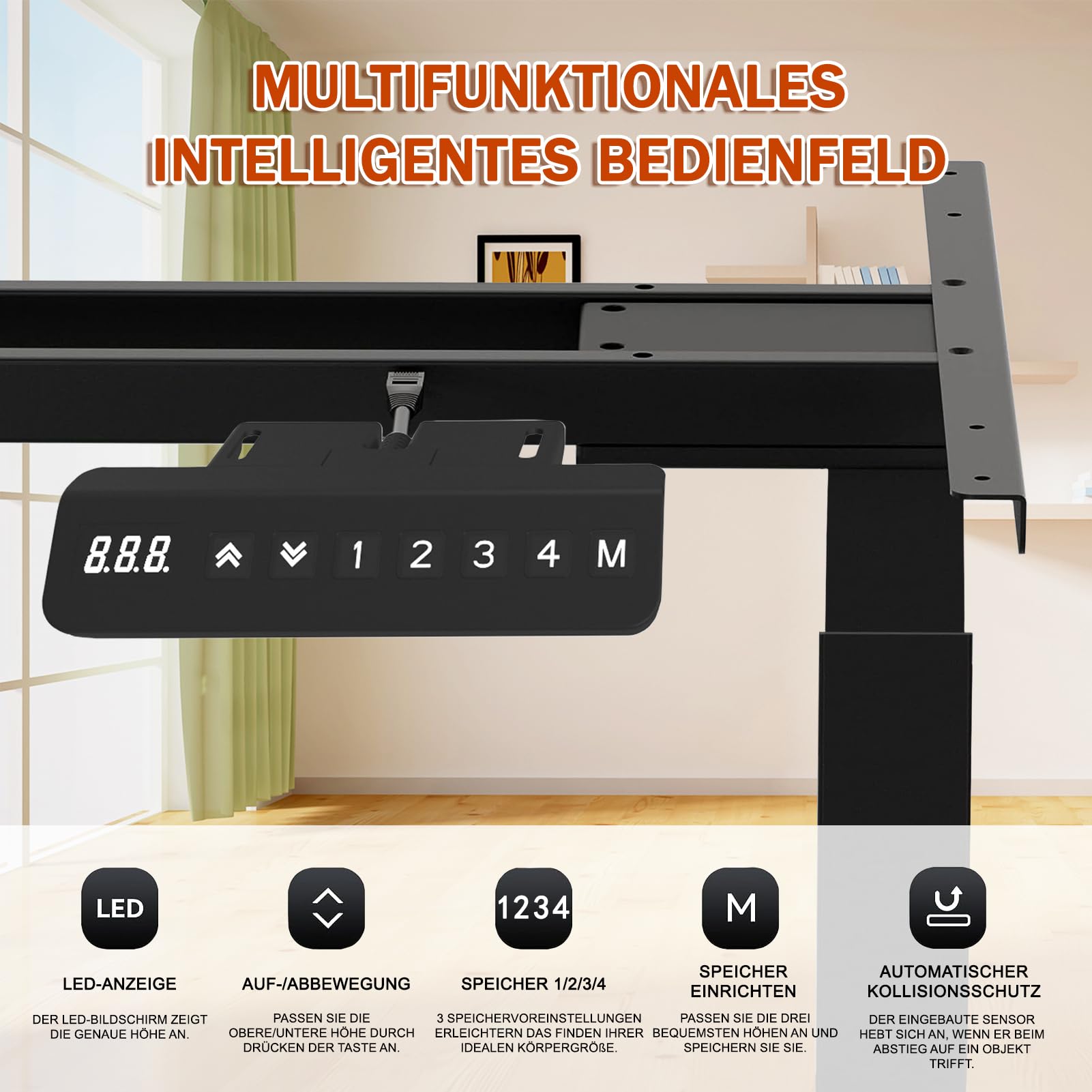 YOUP Elektrisch Zit-Sta Bureau met USB & Memory - MD Projecten