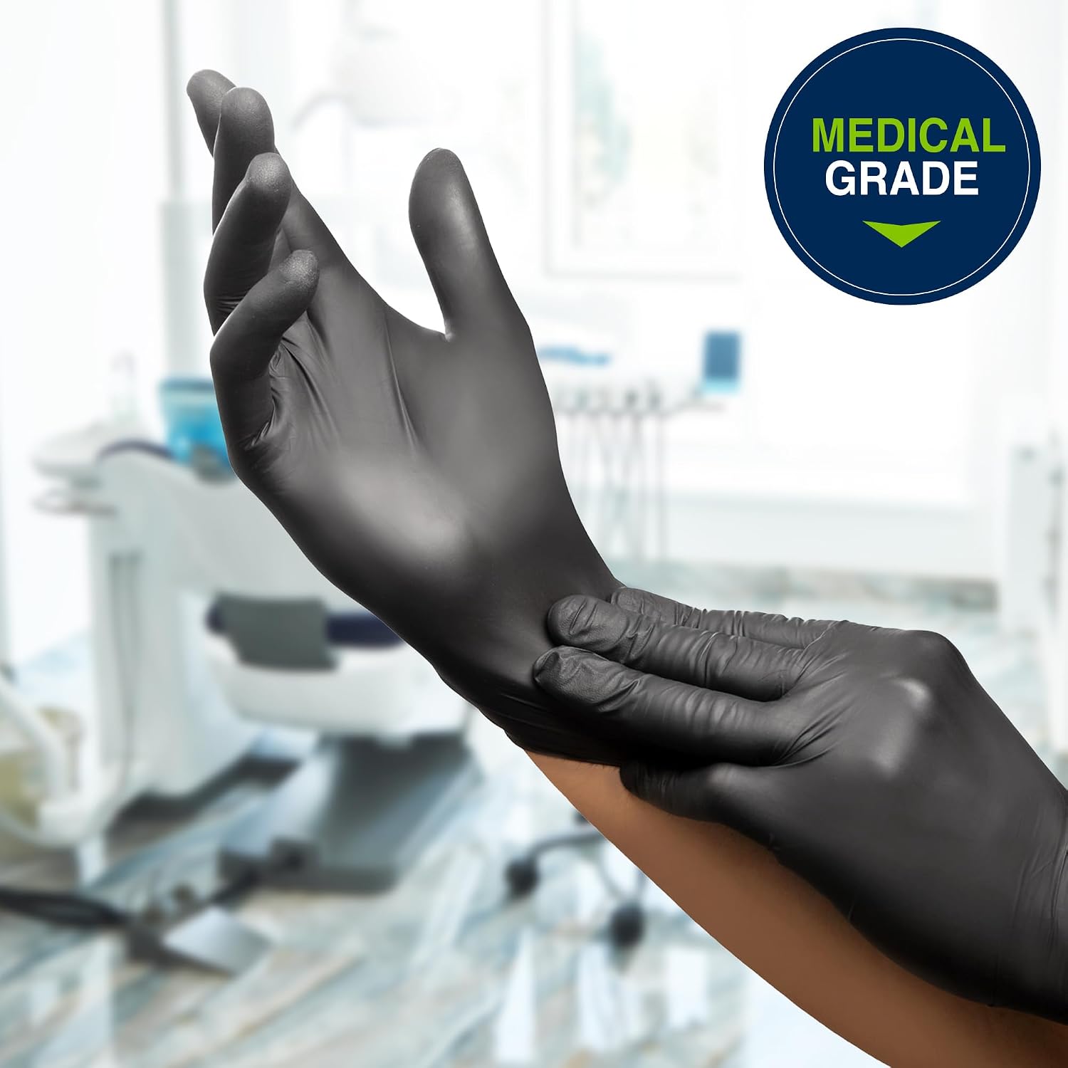 HALYARD PUREZERO Black Nitrile Exam Gloves - 5.1 Mil Box of 90, X-Large - Heavy Duty Powder Free Disposable Gloves - Textured Industrial Medical Tattoo Cleaning Food Prep
