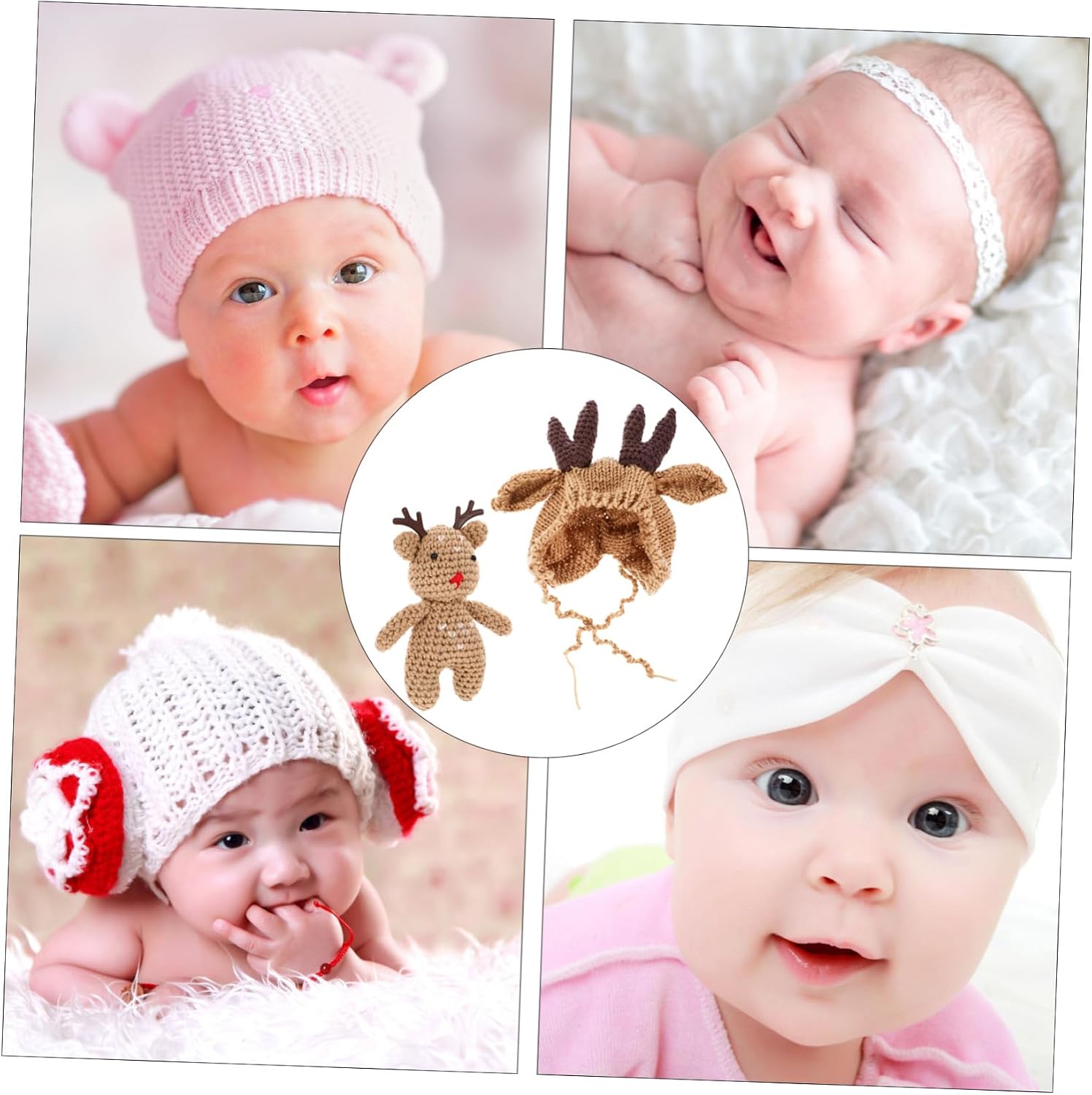 BESPORTBLE Thermal Wool Hat Set Winter Warm Knit Cap for Infant Toddler Girls Beanies Newborn Baby Cap Adorable Antlers Brown