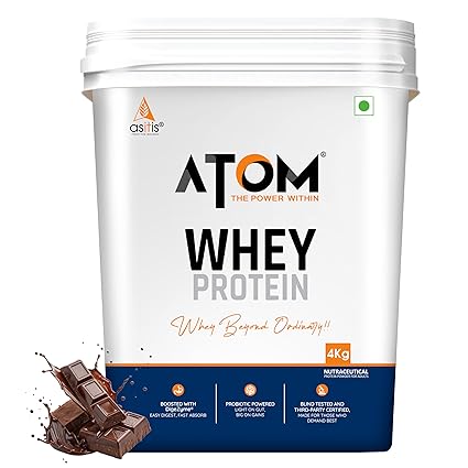 AS-IT-IS ATOM Whey Protein 4kg | 27g protein | Isolate & Concentrate | Double Rich Chocolate | USA Labdoor Certified | With Digestive Enzymes for better absorption