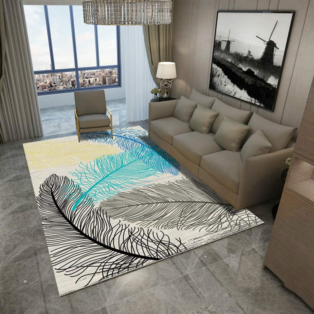 Buy MOXIC Soft Abstract Art Living Room Area Rugs Rectangular Children Crawling Bedroom Rug Fleece Anti-Slip Carpets Nordic Feather Modern Home Decor Mats Indoor Outdoor Runners Nursery 4' X 5.2' — BookShops.in