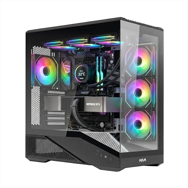 Noua Cool GH200 | Case PC Gaming ATX Mid Tower | Ventola PWM Led ARGB | USB 3.0 e Type-C | Supporto Raffreddamento Liquido 360 mm | Vetro Temperato e Mesh | Bianco - 1