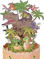 Vista 2 de Divertida tarjeta de cumpleaños desplegable para mujeres, hombres, niños, tarjetas de regalo de cumpleaños de dinosaurio, tarjetas de felicitación