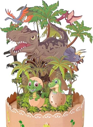 Miniatura 2 de Divertida tarjeta de cumpleaños desplegable para mujeres, hombres, niños, tarjetas de regalo de cumpleaños de dinosaurio, tarjetas de felicitación,