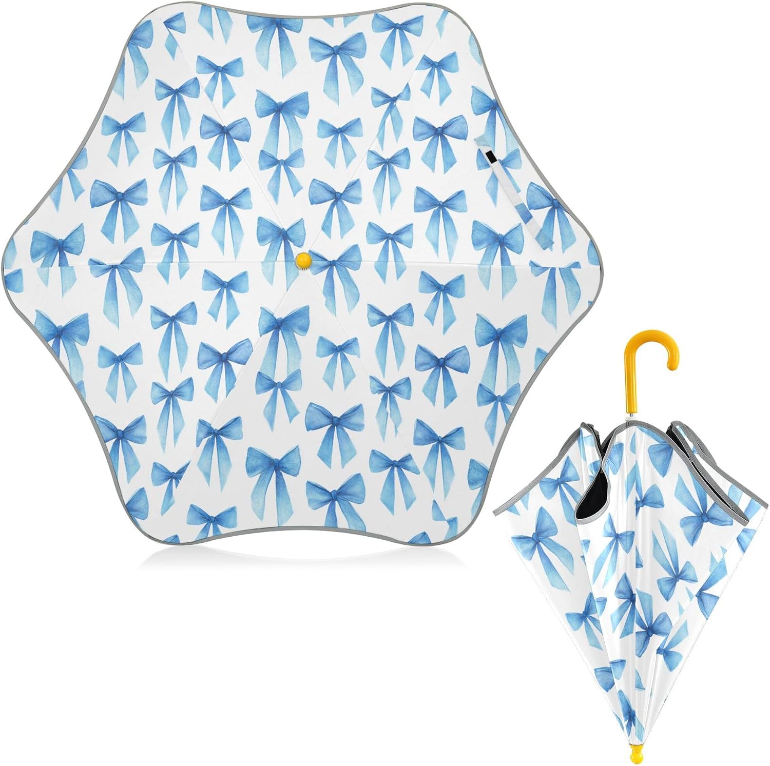 ALAZA Light Blue Bows Kids Umbrella for Girls Boys Toddler Children Rain & Sun Umbrella