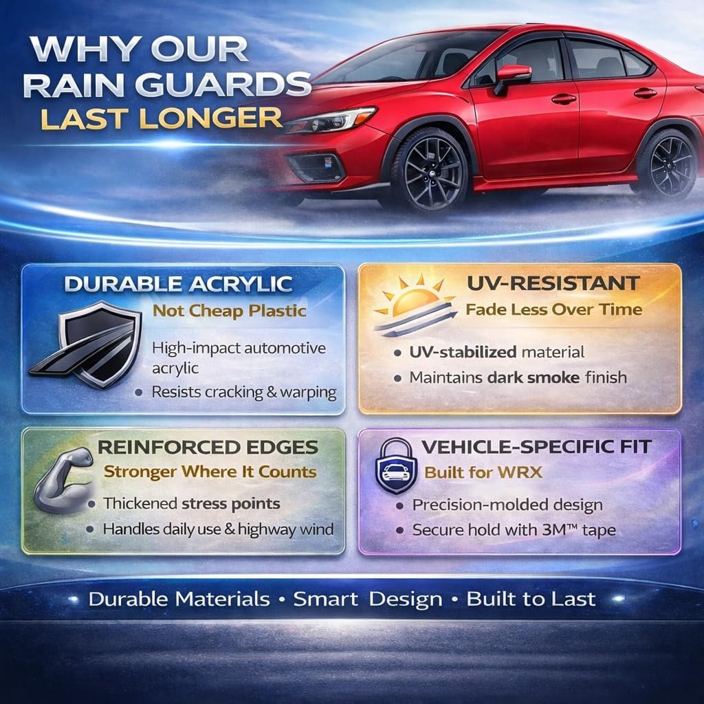 2014-2020 Tape-On Rain Guards for Nissan Rogue Side Window Visor Deflectors Extra Thick Vent Shades 2015 2016 2017 2018 2019