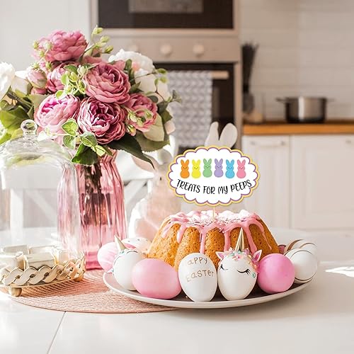 Miniatura 7 de AnyDesign 48 piezas de Pascua con palitos de punta de pegamento de doble cara coloridas palillos para cupcakes palillos de comida para Pascua
