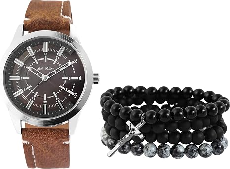 Alain Miller 2900184 - Orologio da polso al quarzo, analogico, da uomo e  Metallo, colore: argento/marrone., cod. 2900184-004 : Amazon.it: Orologi