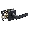 Amazon Basics Contemporary Stamford Passage Door Lever, Easy Installation, Matte Black, 1-Pack