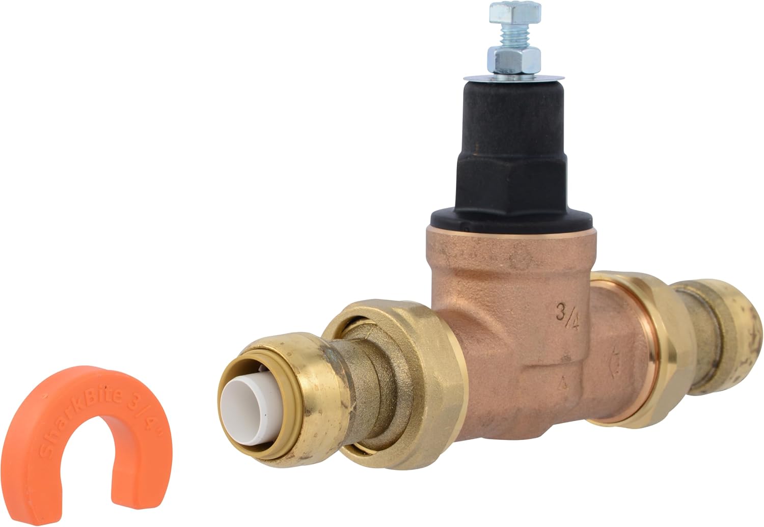 Cash Acme EB45 Pressure Regulating Valve with Disconnect Clip, Double Union, 1 Inch Push to Connect, Metal Top, 60 PSI, Compatible with SharkBite, PVA20M-DUSB-60