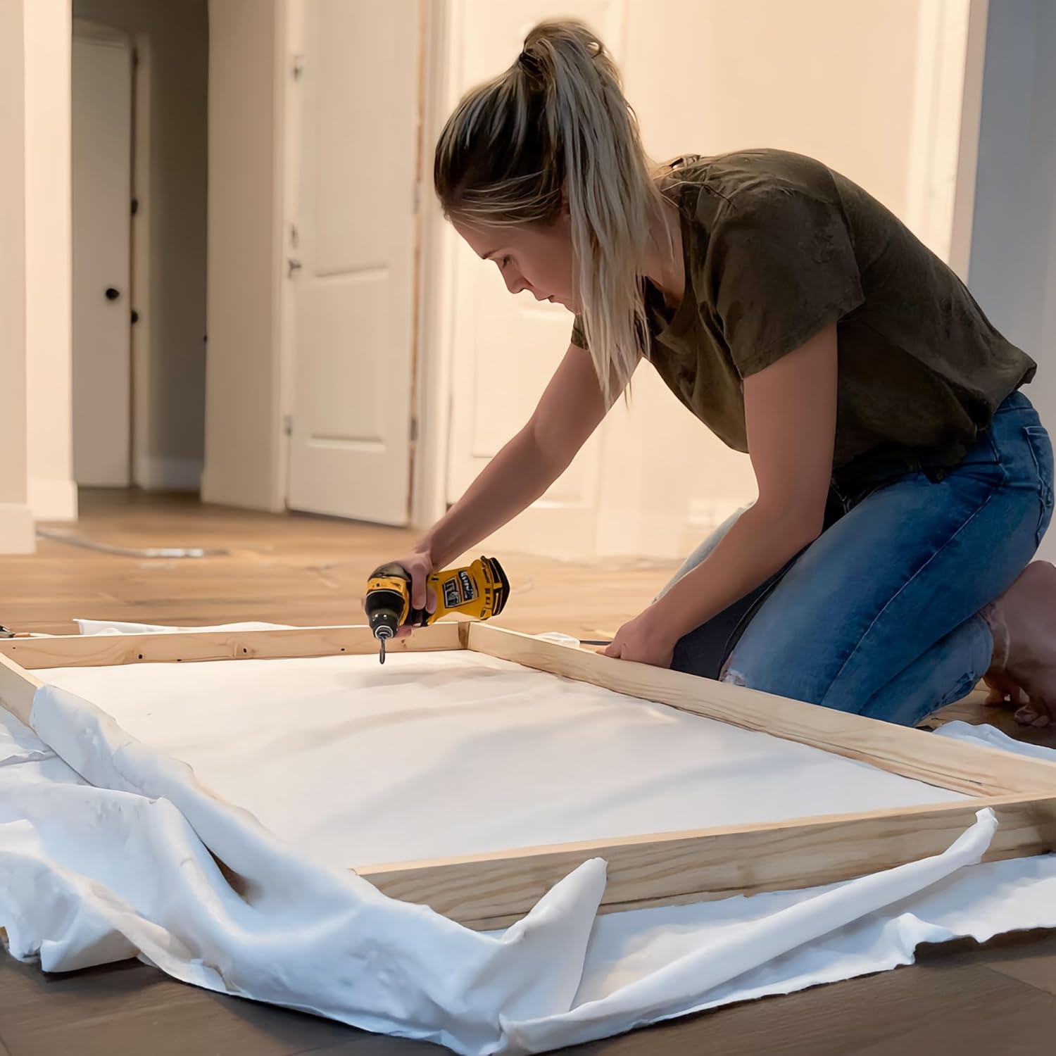PHOENIX Unprimed Canvas Fabric by The Yard - 72 Inch x 3 Yard (9ft) 10 oz Heavy Duty Cotton Duck Cloth for Oil & Acrylic Painting, DIY Stretching and Professional Art Projects