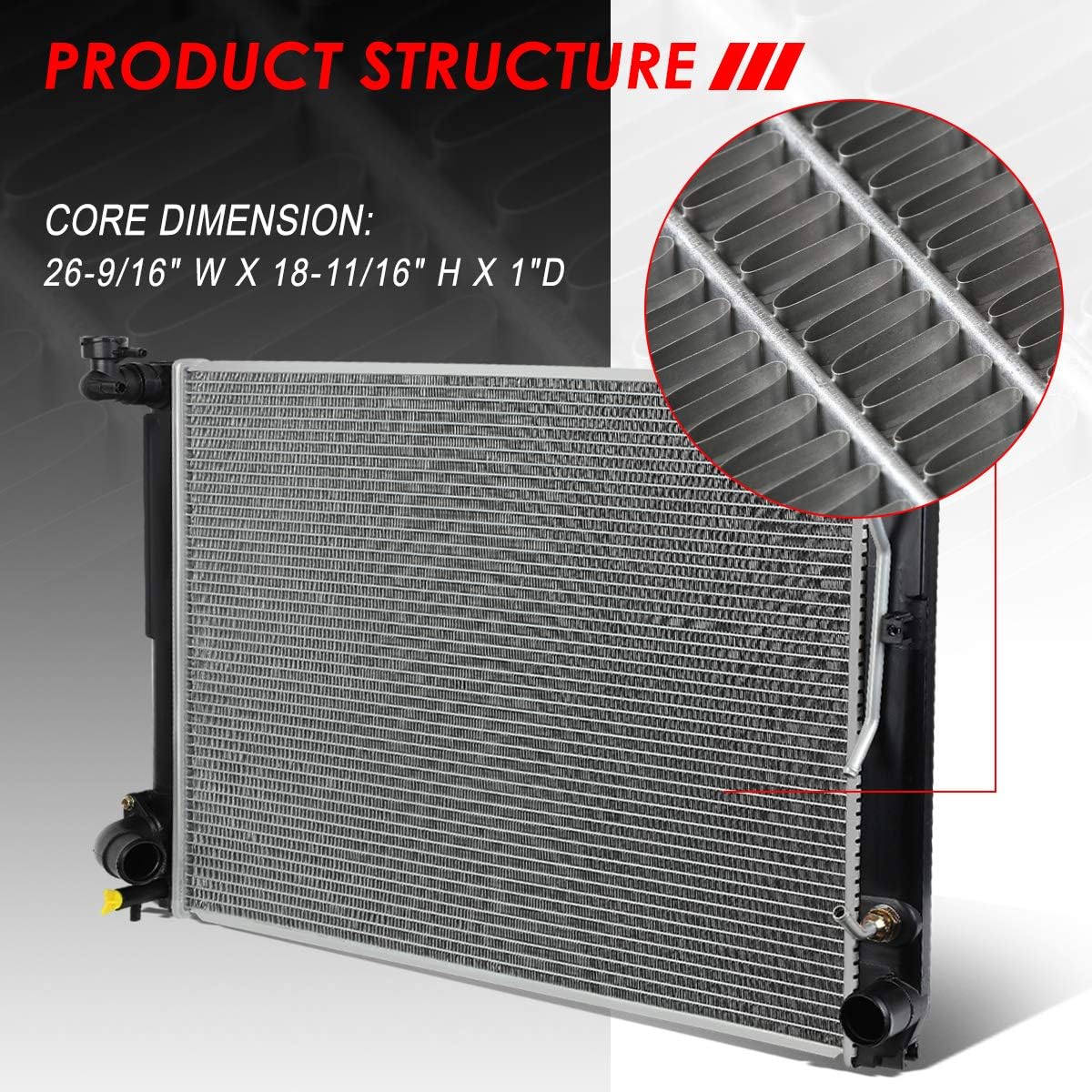 Auto Dynasty Radiator Compatible with 2007-2009 RX350 SUV AT, DPI 13019 Factory Style 1-Row Cooling Radiator, Aluminum Core