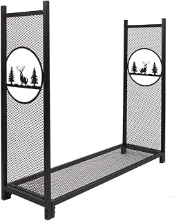 Fireplace Wood Storage Black Stove Wrought Iron Large Logs Fireplace Tools Accessories Heavy Duty Wrought Iron Log Bin Holder Firewood Rack Firewood Rack