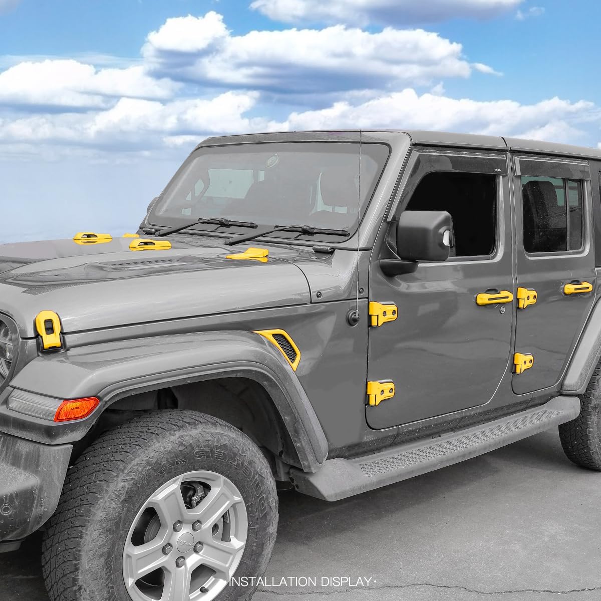 Barong for 2018-2025 Jeep Wrangler JL JLU Sports Sahara Freedom Rubicon Unlimited Gladiator JT Exterior Accessories Engine Hood Hinge Cover Decorations Trim - Yellow