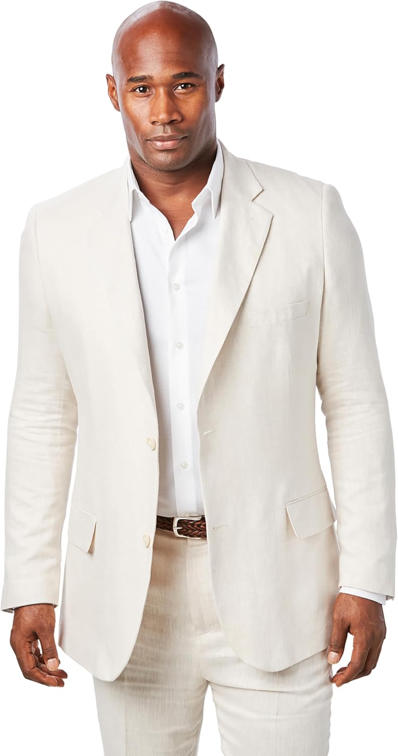 KingSize Men's Big & Tall Linen Blend Two-Button Suit Jacket
