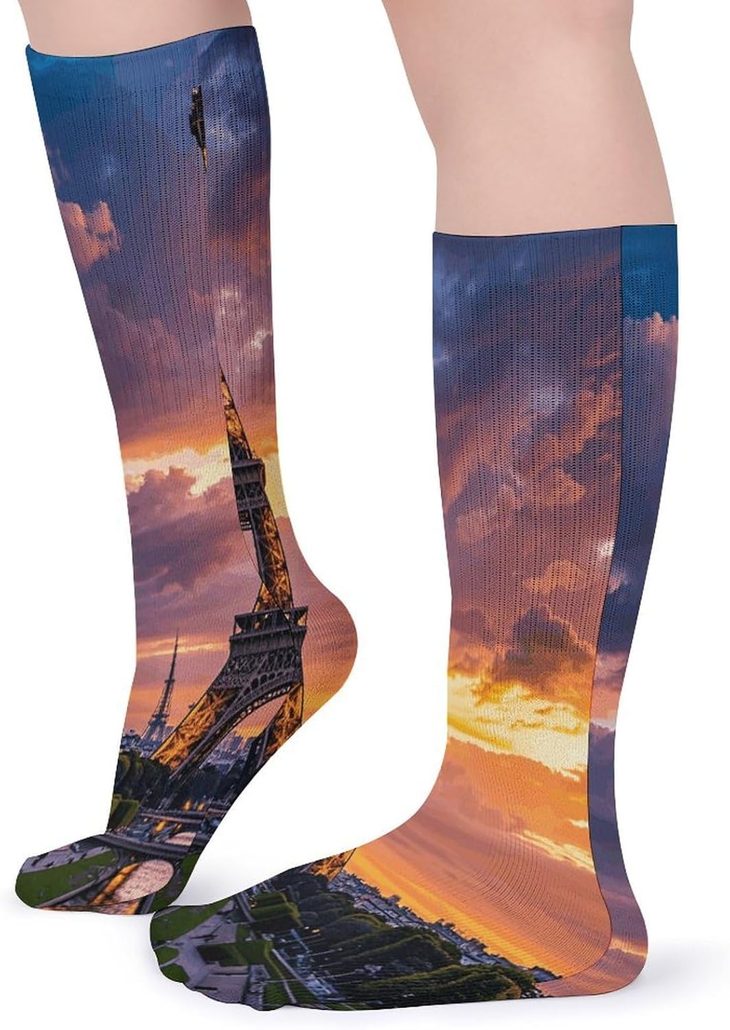 Beautiful Eiffel Tower Crew Socks Casual Breathable Calf Socks | Cushion Running Athletic Socks Long Performance Breathable Sports Socks for Women Men