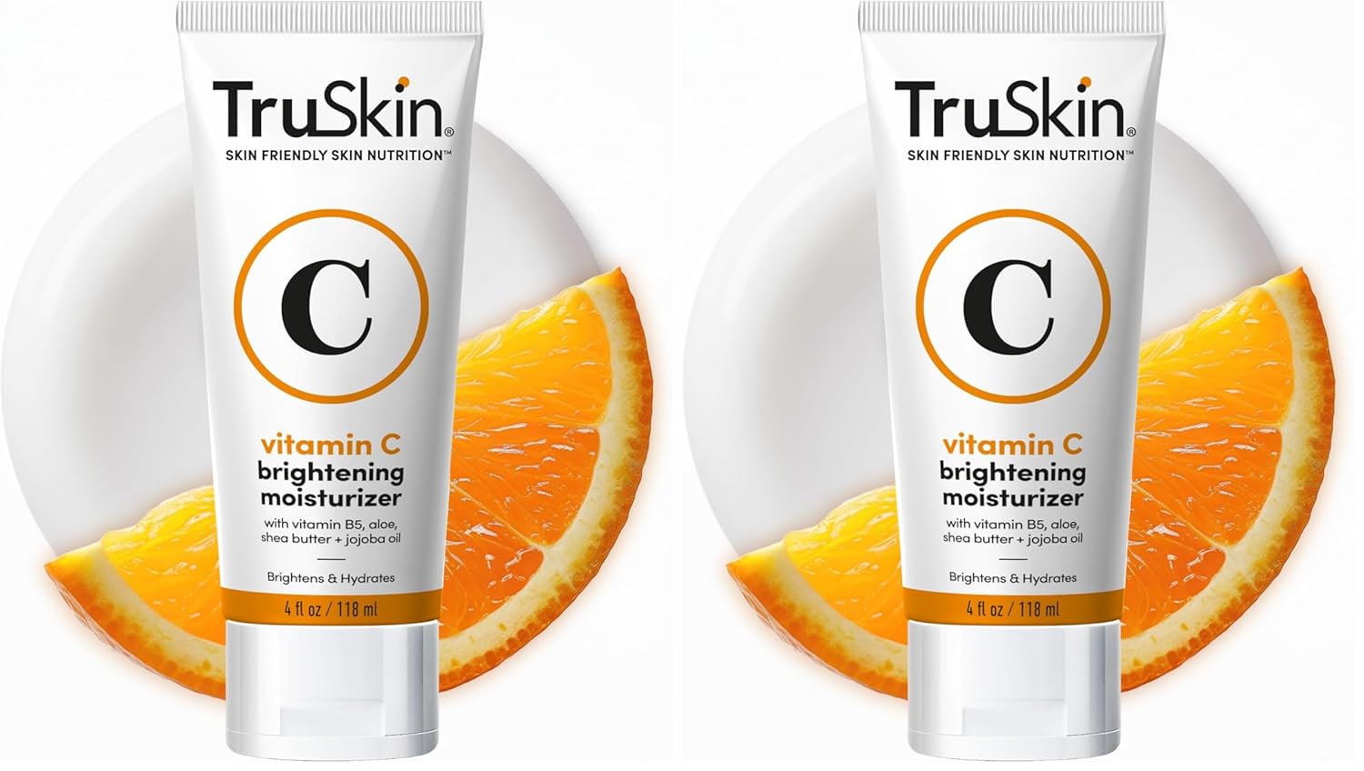 TruSkin Vitamin C Face Cream – Brightening & Hydrating Daily Moisturizer with Vitamin E, B5, Jojoba Oil & Green Tea – Smooth, Radiant-Looking Skin, 4 Fl Oz (Pack of 2)