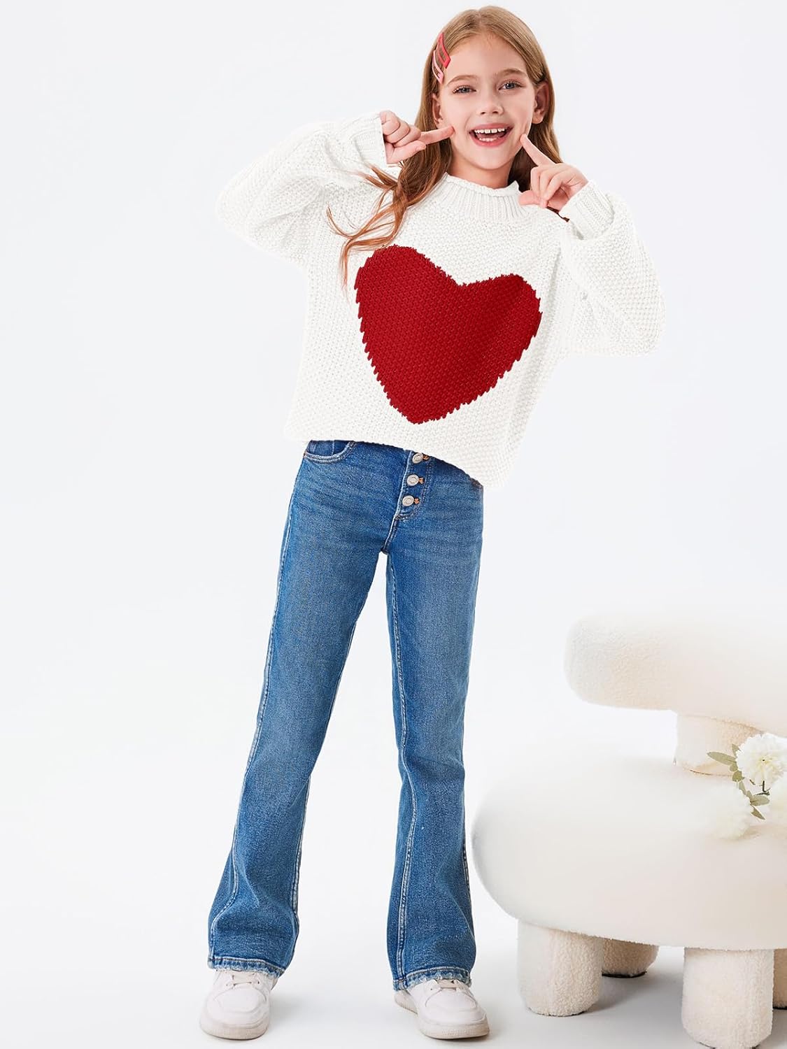 Imily Bela Girls Turtleneck Sweaters Kids Batwing Sleeve Knit Clothes Chunky Pullover Jumper - Image 3