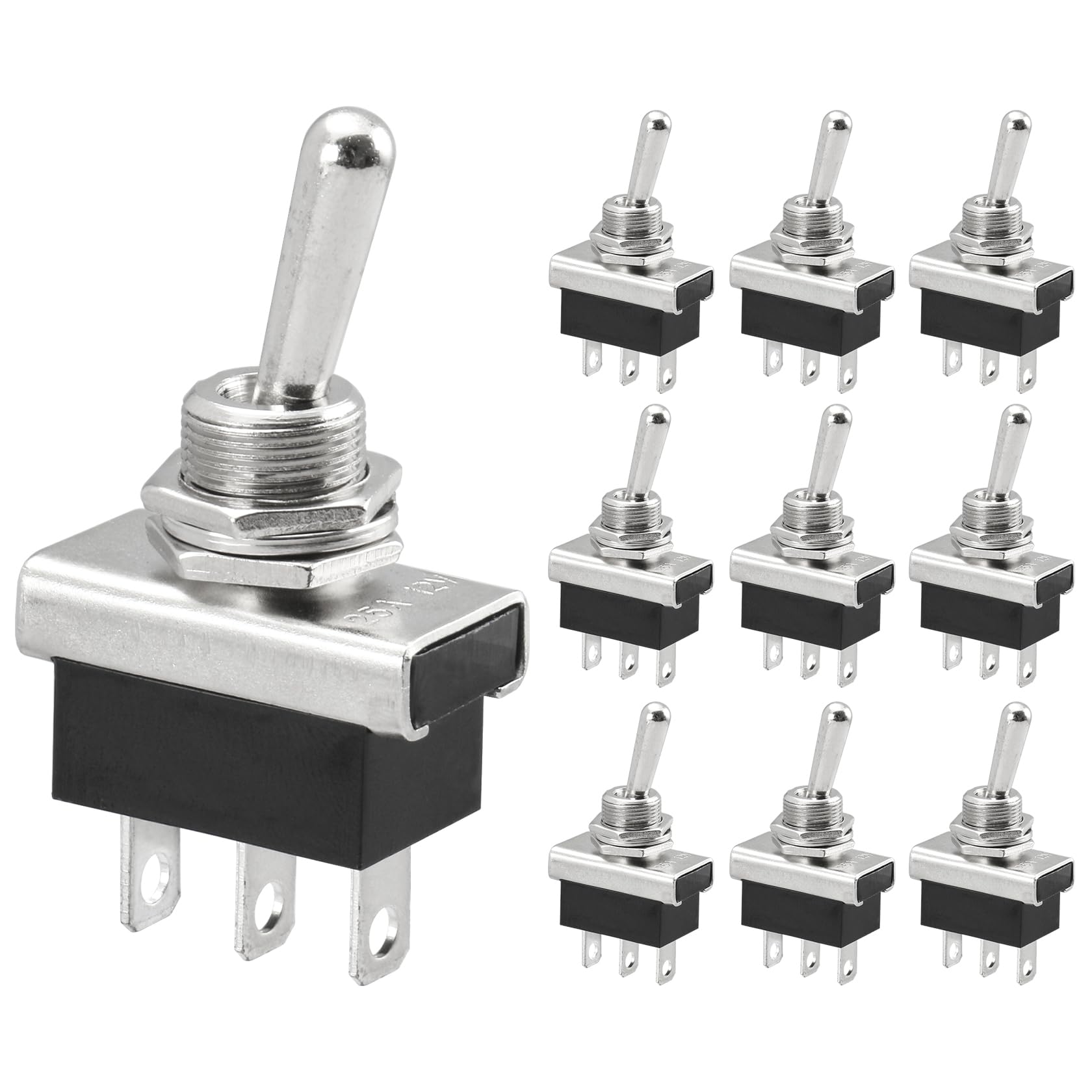 Heschen Kippschalter aus Metall, KN3D-102, 12 V, 25 A, SPDT, Ein/Ein, 2-polig, 3 Kontakte für Armaturenbeleuchtung (10)