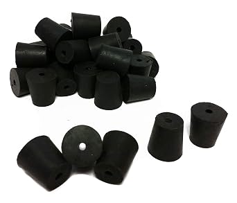 RS-3-1 Rubber Stoppers, Size 3, Drilled 1-Hole 1-Pound Pack,Black