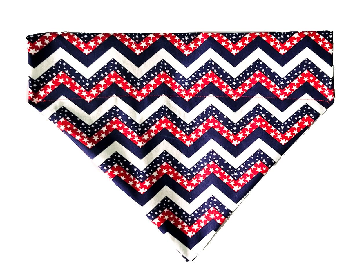 Red, White and Blue Chevron Over the Collar Dog Bandana