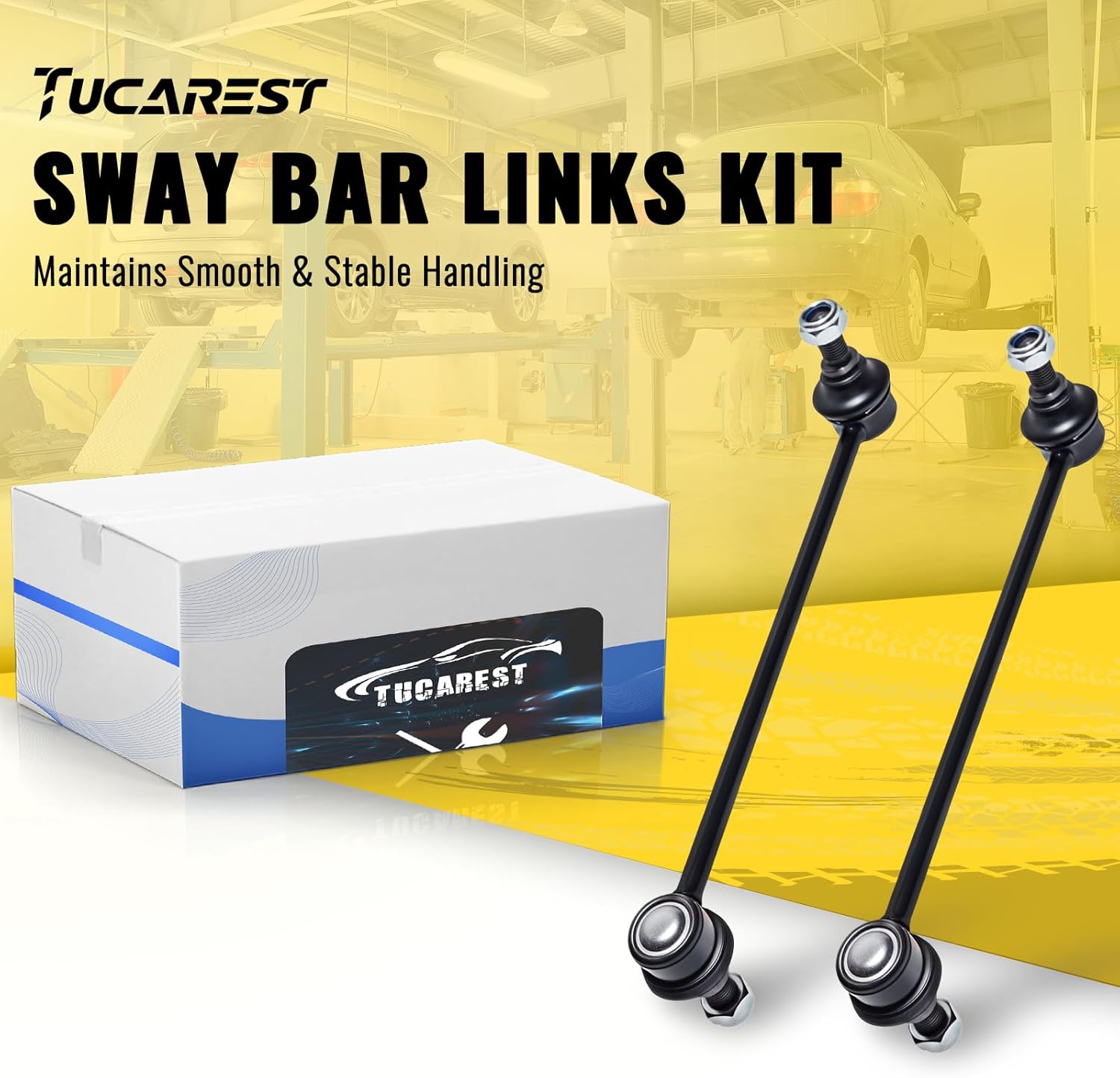 TUCAREST Front Sway Bar Stabilizer Link 2Pcs K750658 Compatible With 17-12 Hy-undai Azera 12-14 Sonata /2014-2016 K-ia Cadenza,12-15 Optima,16 Optima (2.4L FULL HYBRID EV-GAS) [# 548303Q000 GS90897]