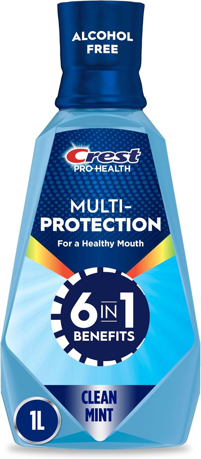 Crest Pro-Health Advanced Multi-Protection Mouthwash, Clean Mint, Alcohol-Free & Anticavity Cleans & Protects the Whole Mouth Freshens Breath with 12 Hours of Breath Protection, 1L