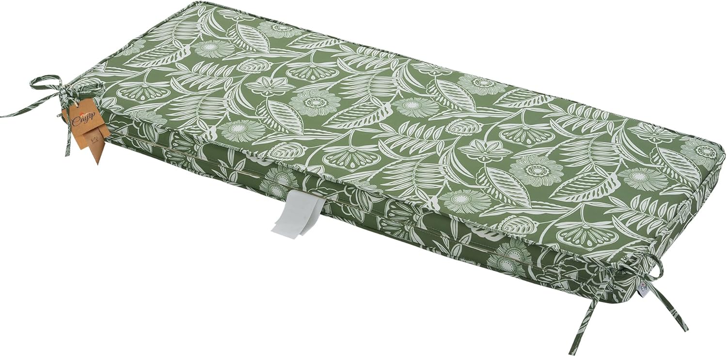 Bench Lounger All Weather Chair Outdoor Bench Cushions with Seat and Back Wicker Tufted Patio Pillow for Outdoor Furniture,Floral,White Flower