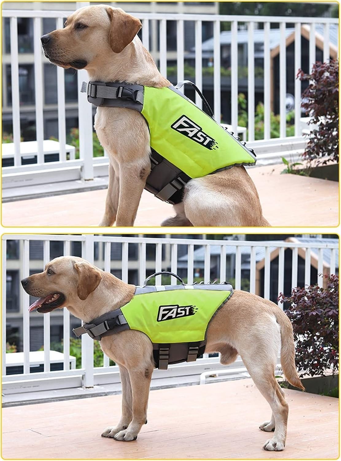 Chaleco Salvavidas para Perros Ajustable Resistente al Desgarro de Seguridad con Asa de Rescate para Natación Flotación para Mascotas Pequeñas Medianas Grandes, Green, XL