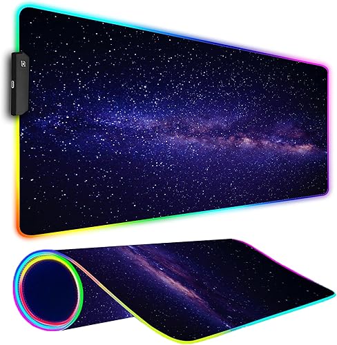 Miniatura 9 de Alfombrilla de mouse para juegos RGB, alfombrilla de mouse grande con luz LED, almohadilla de teclado para juegos, accesorios para escritorio, base