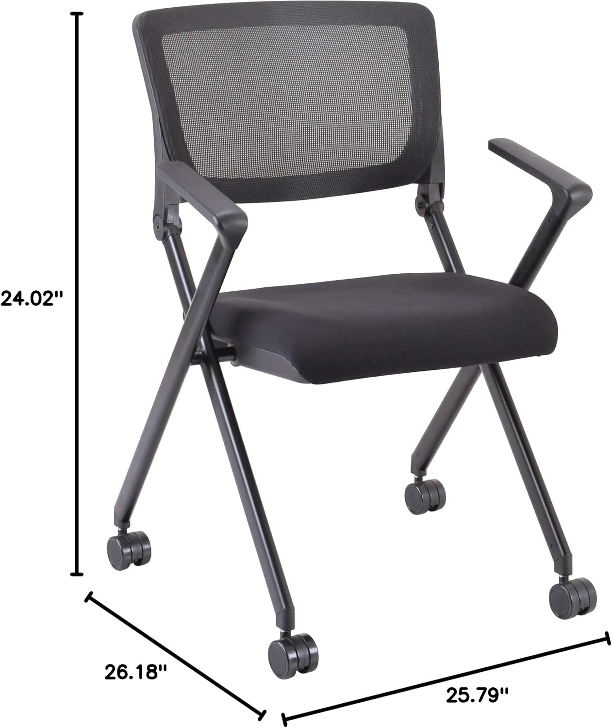 Lorell LLR41845 Plastic Arms Mesh Back Nesting Chair