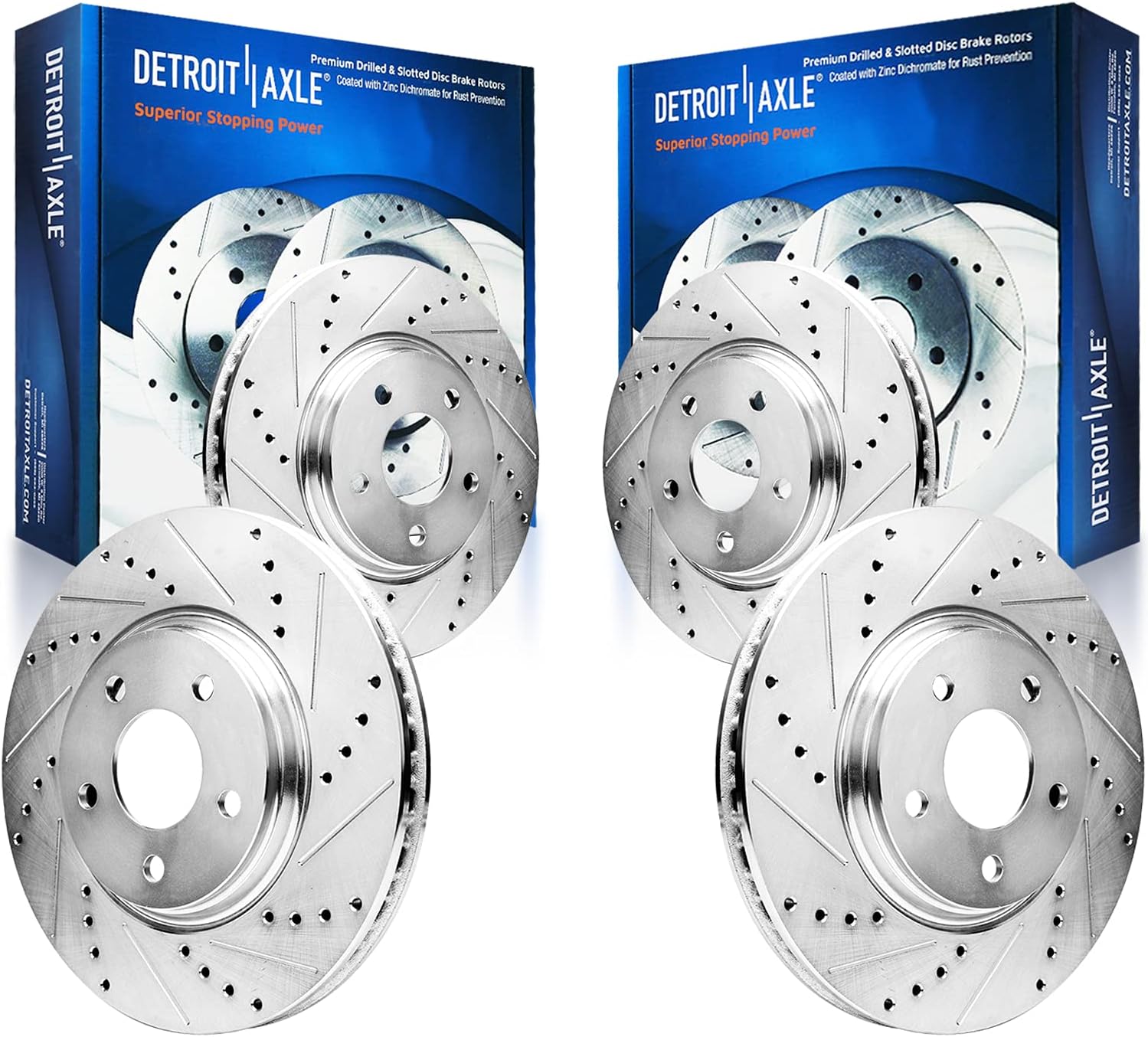 Detroit Axle All (4) Front and Rear Drilled Slotted Disc