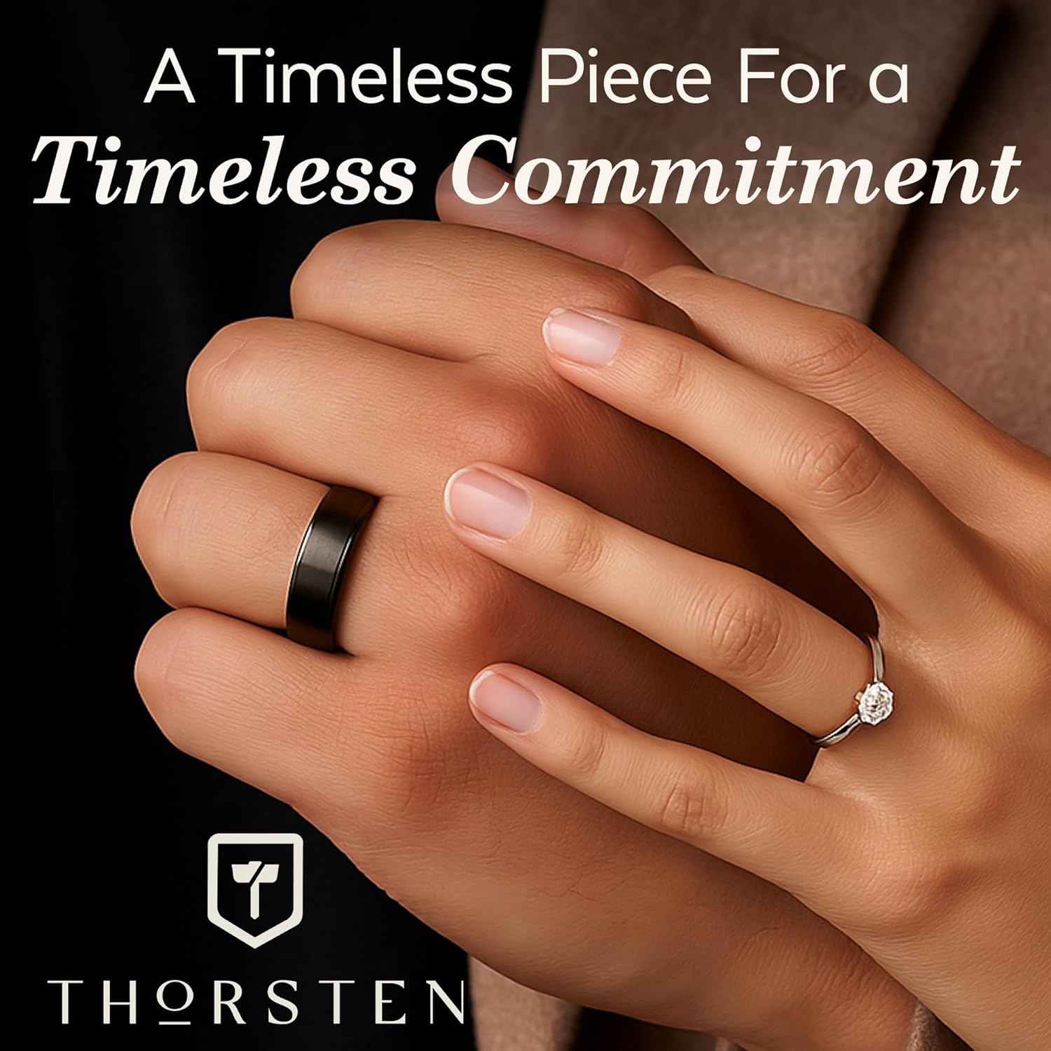 Thorsten Vulcan Black Tungsten Carbide Men’s Wedding Ring – Flat Matte Brushed Finish with Polished Edges – Comfort Fit Wedding Band – Durable and Stylish Ring for Him - Image 3