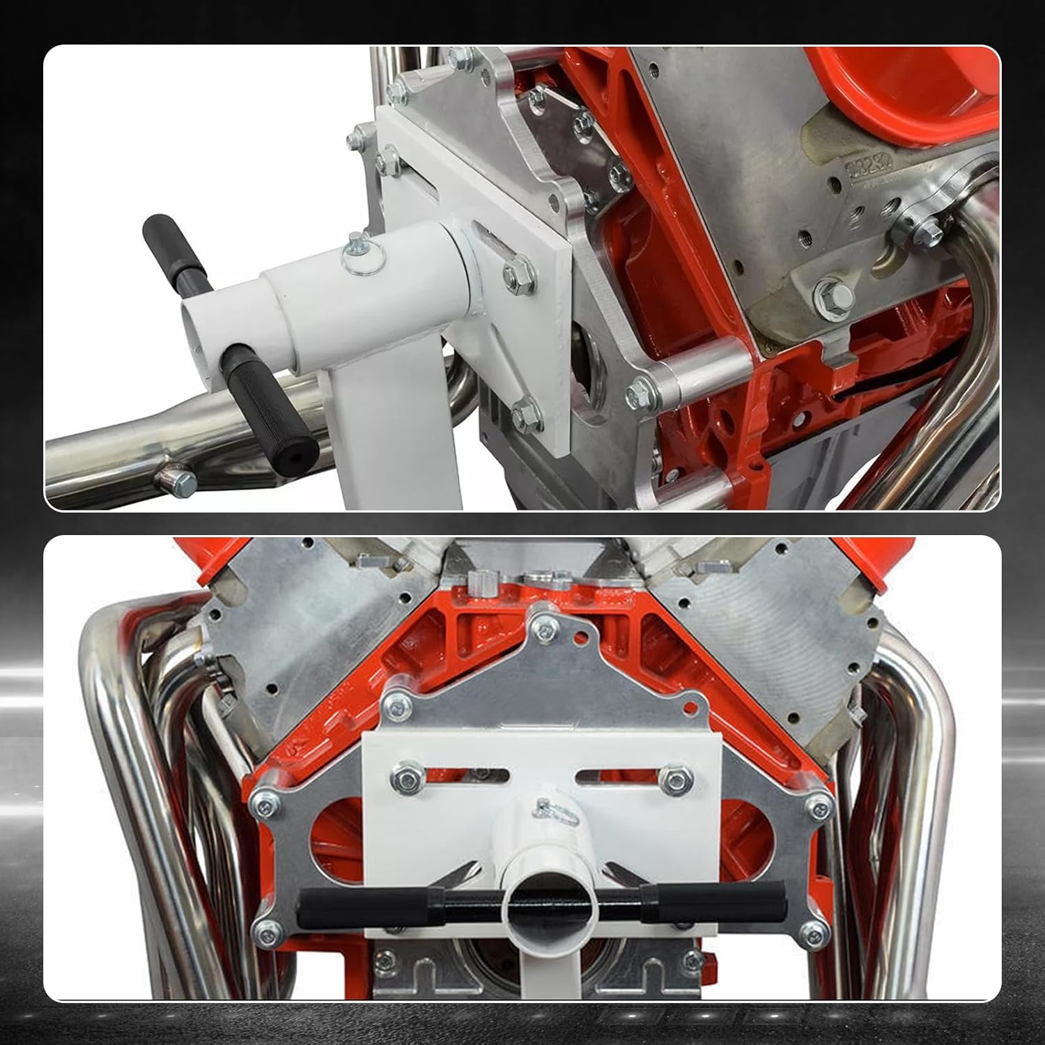 Engine Safe Stand Adapter Plate Compatible with Chevy Small/Big Block LS LT Engines Heavy Duty Support (Silver)