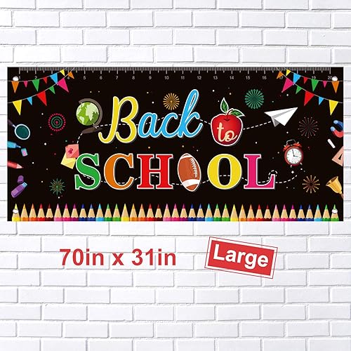 FEPITO Cartel de bienvenida de vuelta a la escuela, cartel grande de tela para profesor, decoración de fiesta de regreso a clases, decoración de