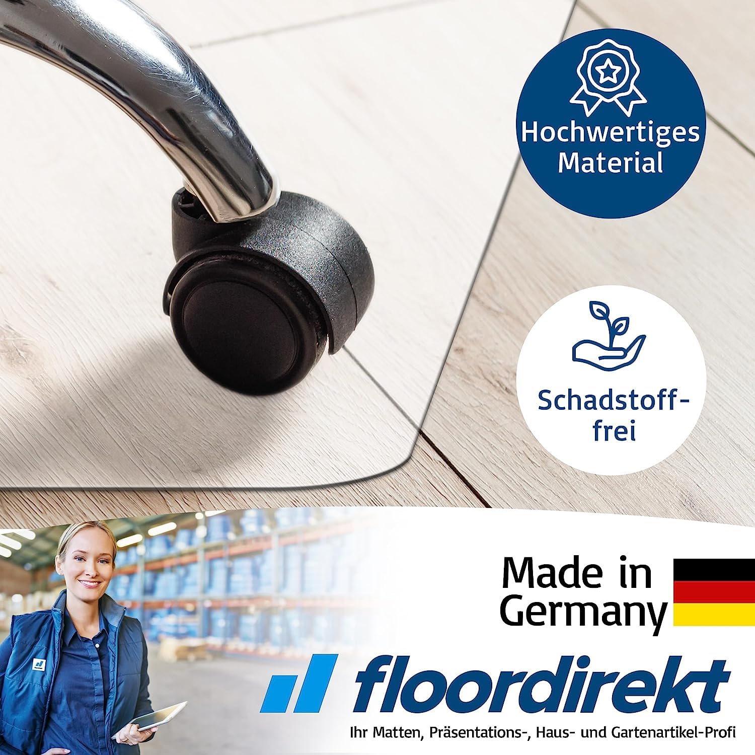 Floordirekt Bureaustoelonderlegger, 80 x 118 cm, 5 mm, onbreekbare Floordirekt Bureaustoelonderlegger, 80 x 118 cm, 5 mm, onbreekbare