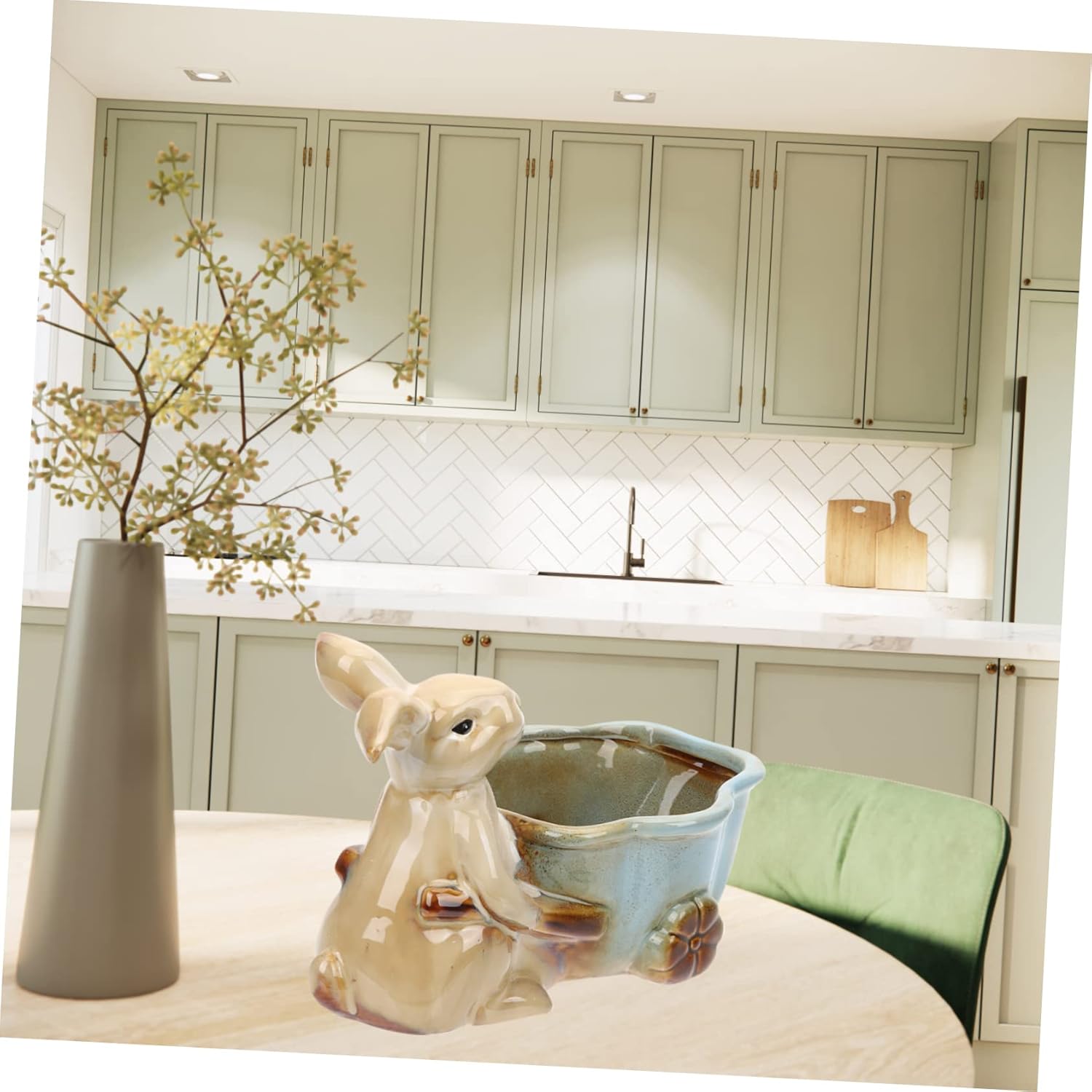 Ceramic Figurine Storage Tray Cute Key Organizer and Jewelry Dish for Home Office Living Room Bedroom and Garden Decor