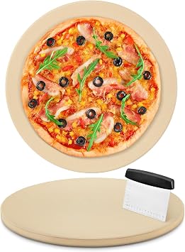 Arcedo 12 Inch Pizza Stone for Oven and Grill, 12" Baking Stone Round Cordierite Thermally Shock Resistant for Toaster Oven,