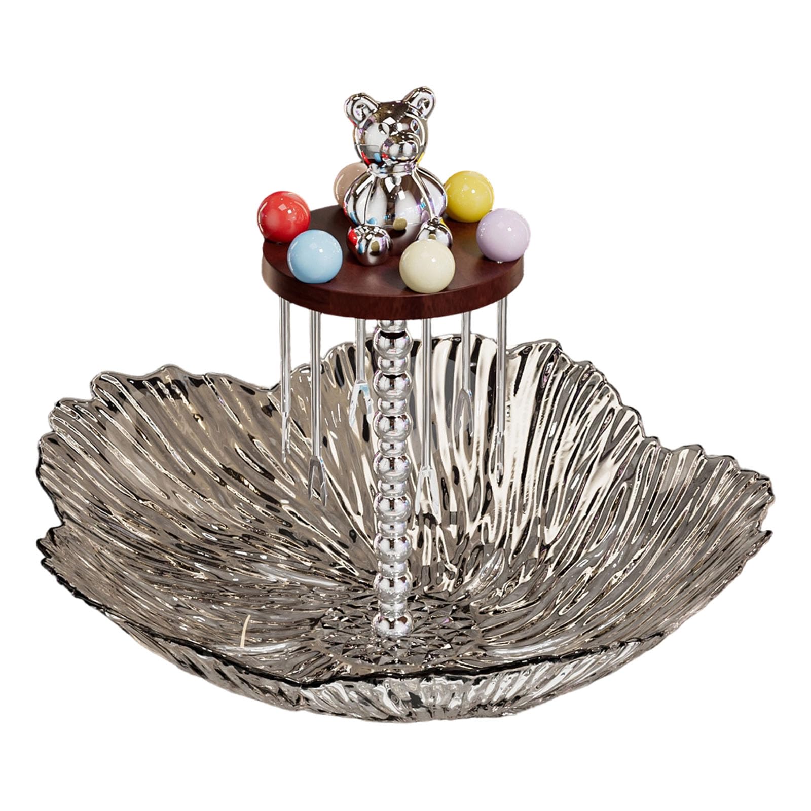 jiingekk Multifunctional Crystal Fruit Bowl Comes with 6 Stainless Forks for Dessert Fruits and Snacks Daily Serving with Stainless Forks