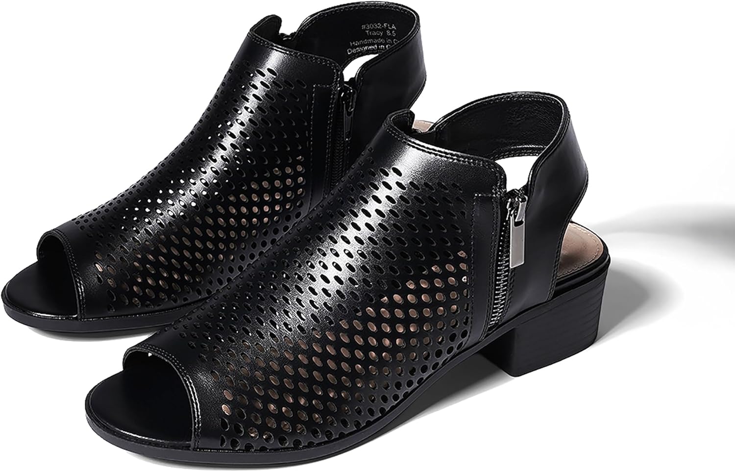 J. Adams Tracy Booties for Women - Peep Toe Low Block Heel Bootie