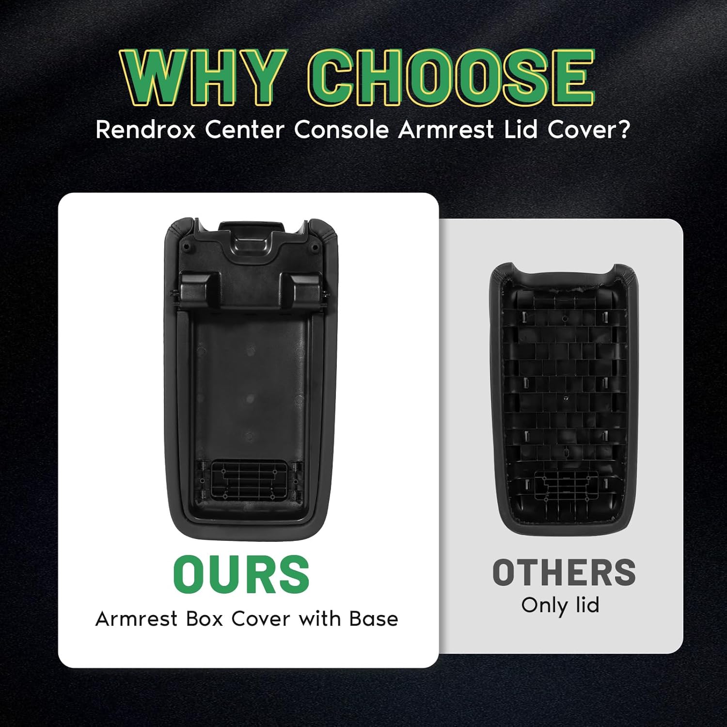1VT06DX9AI Floor Center Console Armrest Lid Cover Assembly W/Base Compatible with Dodge Charger 2011-2021, Chry-sler 300 2015-2021 Replace 1VT06DX9AA 1VT06DX9AC 1VT06DX9AD 1VT06DX9AE, Black