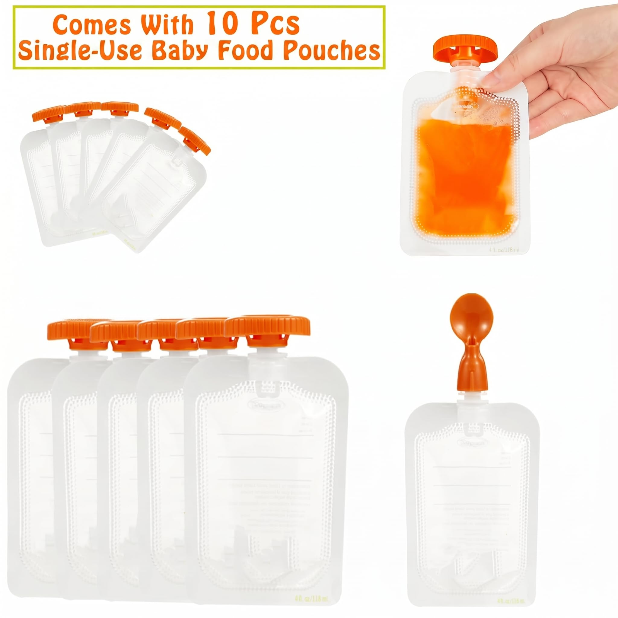 PandaEar Station de Remplissage pour Purées Bébé, Machine de Remplissage de Pochettes Alimentaires avec 10 Pochettes, Station de Remplissage pour Nourrissons et Tout-Petits