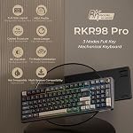 RK ROYAL KLUDGE R98 Pro Wireless Mechanical Keyboard, Creamy Bluetooth/2.4GHz/Wired RGB Gaming Keyboard with Number Pad and Knob, MDA Profile PBT Keycaps, Gasket Hot Swappable Linear Switch, Black