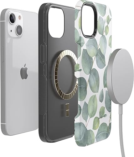 Vista 311 de Casely Funda para iPhone 13 Compatible con MagSafe Color Splash de medianoche Funda retro abstracta Color de medianoche Splash Abstracto